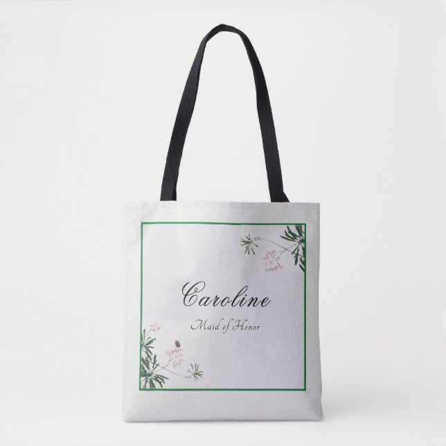 Tote Bag Élégant Fleur de Cerisier Botanique Rose Demoisell (Devant)