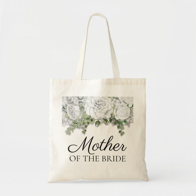 Tote Bag Élégant floral blanc mariage mère de la mariée (Devant)