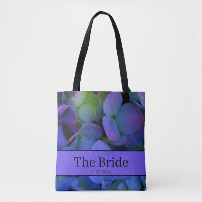 Tote Bag Élégant floral bleu poussiéreux violet (Devant)