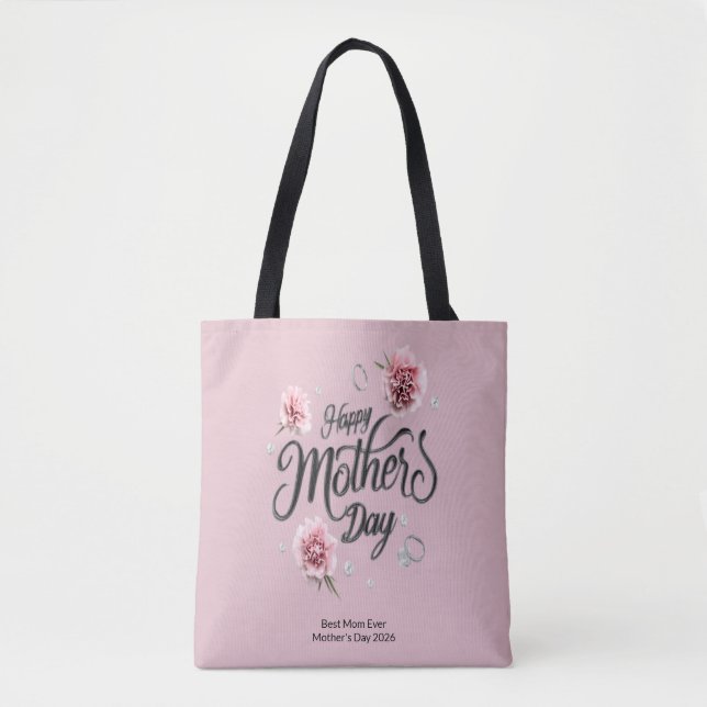 Tote Bag Elegant Floral Diamonds Custom Mother's Day (Devant)
