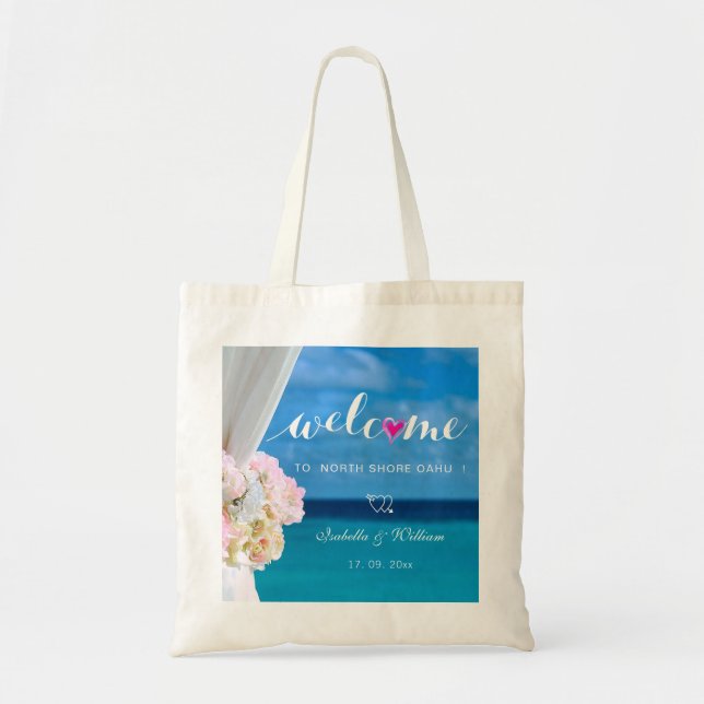 Tote Bag Elégant Floral Ocean Beach Mariage Bienvenue Favor (Devant)