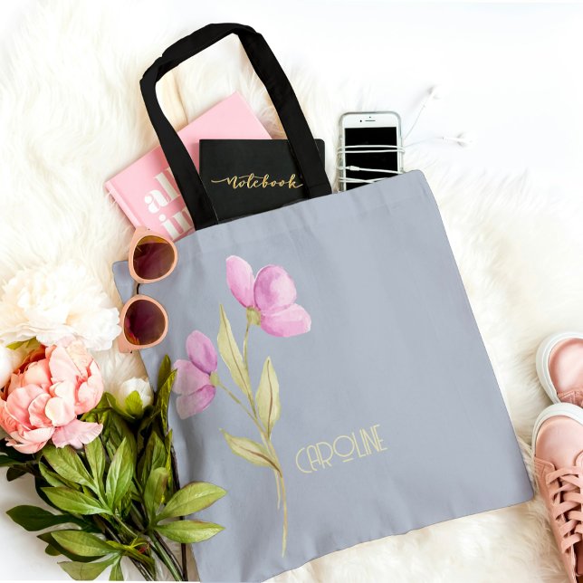 Tote Bag  Élégant floral rose vert boho mignon  (Créateur téléchargé)