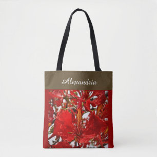Tote Bag Elégant Flore Rouge Moderne Personnaliser