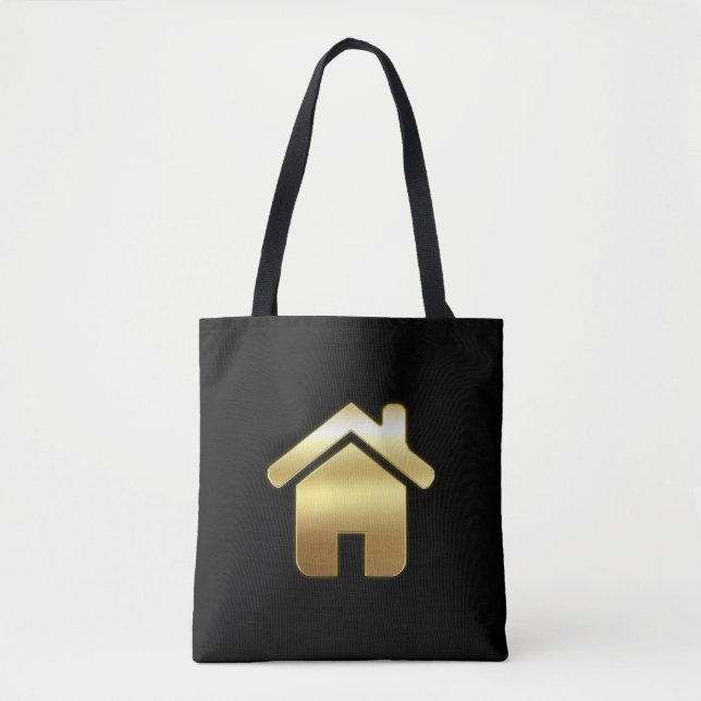 Tote Bag Elegant Gold House Symbole Real Estate Design (Devant)
