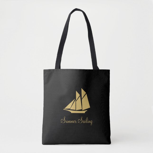 Tote Bag Elégant Golden Summer Sailing Yacht (Devant)