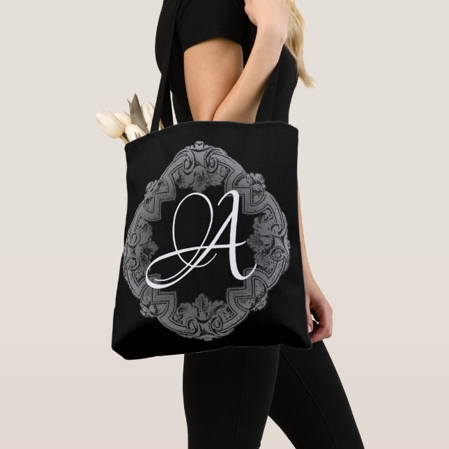 Tote Bag Élégant Goth Initial (De près)