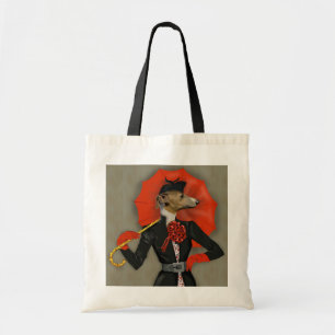 Tote Bag Elégant Greyhound et parapluie rouge