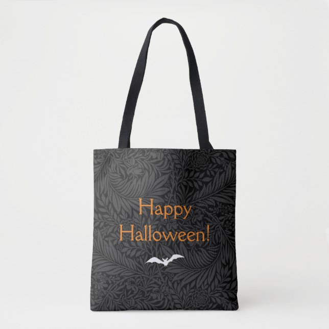 Tote Bag Élégant Halloween noir floral botanique (Devant)