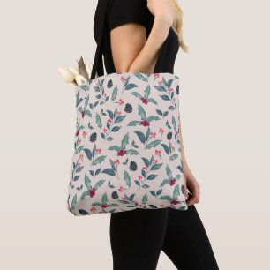 Tote Bag Elégant hiver floral aquarelle Noël