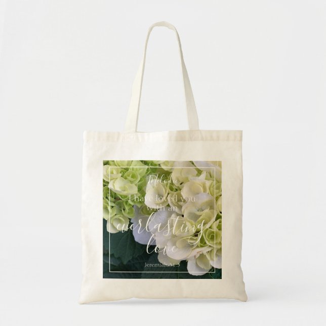 Tote Bag Élégant Hydrangea Monogramme Personnalisé Aimer Bi (Devant)