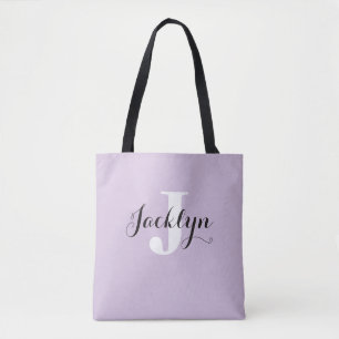 Tote Bag Élégant Lavande Nom Personnalisé