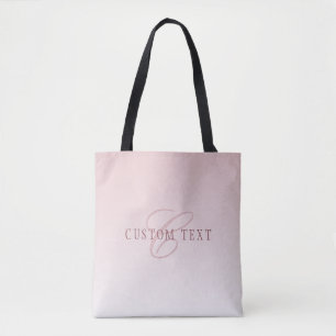 Tote Bag Élégant lettrage et monogramme   Rose Ombre