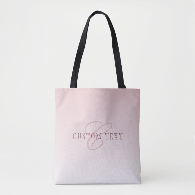 Tote Bag Élégant lettrage et monogramme | Rose Ombre (Devant)