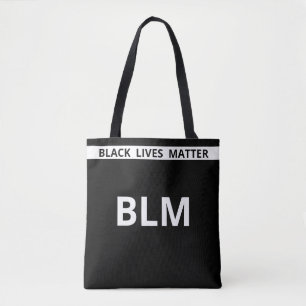Tote Bag Elegant Lives Matter BLM Texte sur Fond Noir & Bla