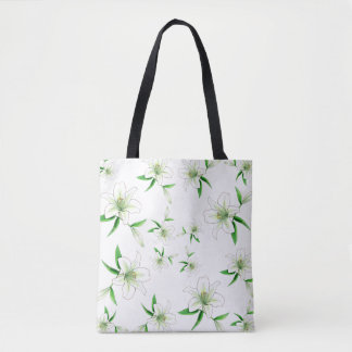 Tote Bag Élégant Lys blancs Motif botanique floral