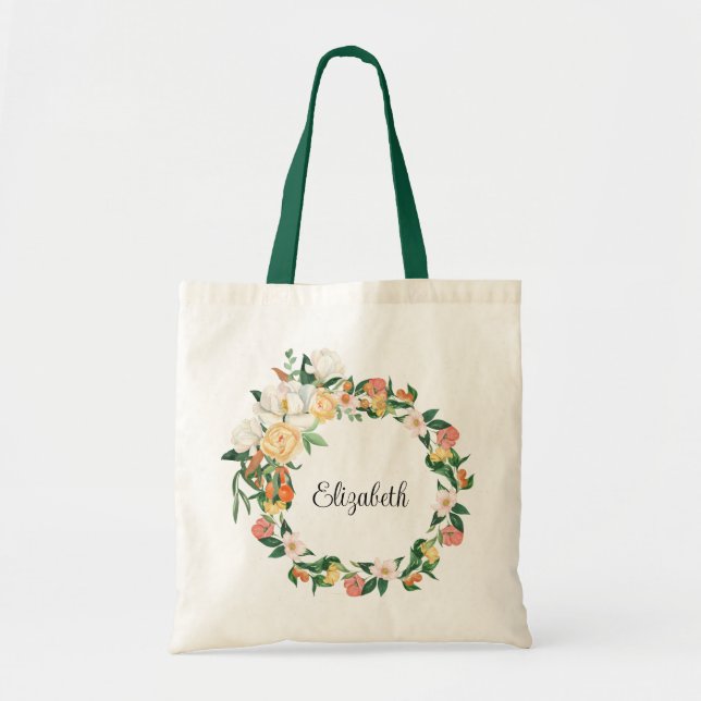 Tote Bag Élégant Magnolias Blanc et Kumquats Bridesmaid (Devant)