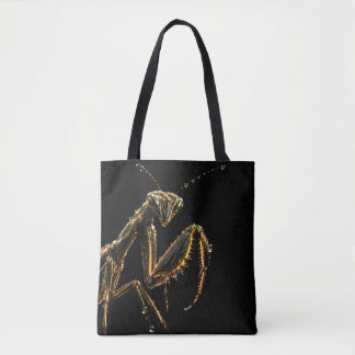 Tote Bag Élégant Mante Religieuse Noir et Or