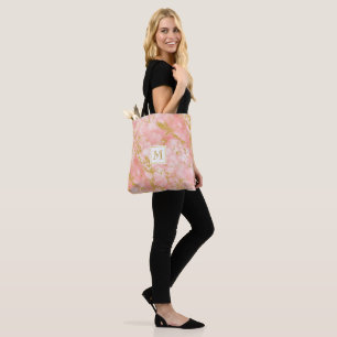Tote Bag Elégant marbre de corail Monogramme Parties scinti
