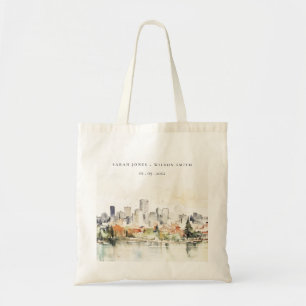 Tote Bag Élégant Mariage d'aquarelle de Portland Oregon Sky