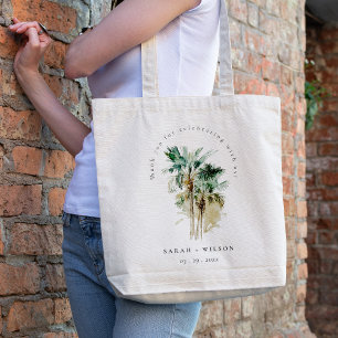 Tote Bag Elégant Mariage d'aquarelle tropicale palmiers