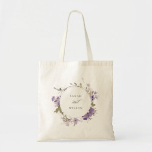 Tote Bag Élégant Mariage de germe de prairie rustique Lilac