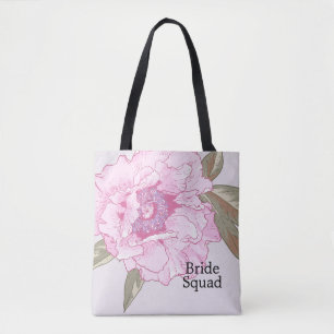 Tote Bag Elégant Mariage floral de pivoine Personnalisé