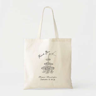 Tote Bag Élégant Merci tour Champagne Mariage Fourre-tout