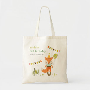 Tote Bag Élégant mignon Woodland Fun Party Fox Anniversaire