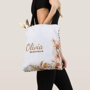 Tote Bag Élégant minimaliste Floral Script Bridesmaid Cadea