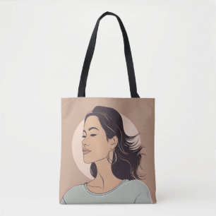 Tote Bag Elégant minimaliste Portrait femme - Art moderne