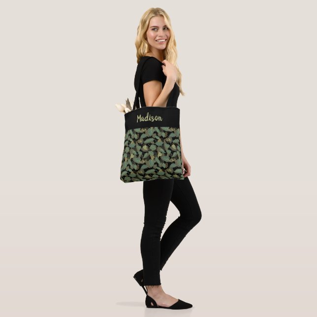 Tote Bag Élégant modèle botanique de feuille (Sur le modèle)