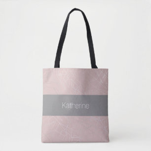 Tote Bag Élégant moderne argenté triangles géométriques ros