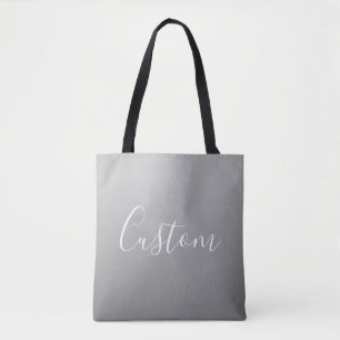 Tote Bag Élégant moderne blanc Script écriture gris dégradé