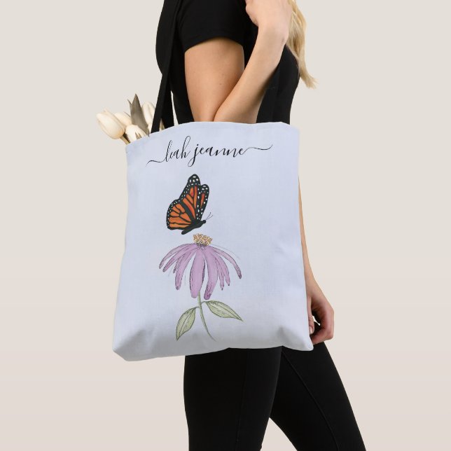 Tote Bag Élégant Monarque Moderne Papillons Floral (De près)