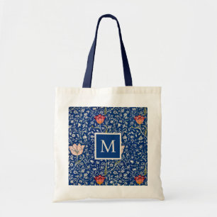 Tote Bag Élégant Monogramme bleu Floral Morris Motif