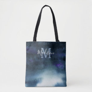 Tote Bag Élégant Monogramme de la fête de mariée bleu marin