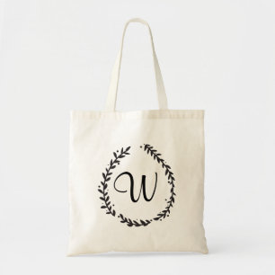 Tote Bag Élégant Monogramme Floral Fourre-tout