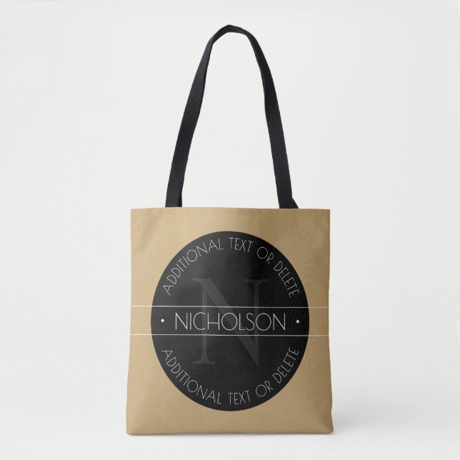 Tote Bag Élégant Monogramme moderne modifiable Noir Blanc O (Devant)