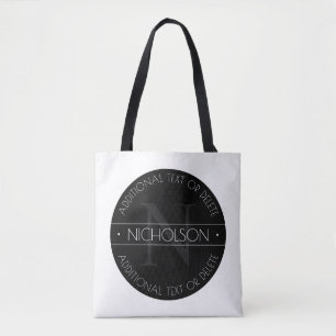 Tote Bag Élégant Monogramme moderne modifiable noir et blan