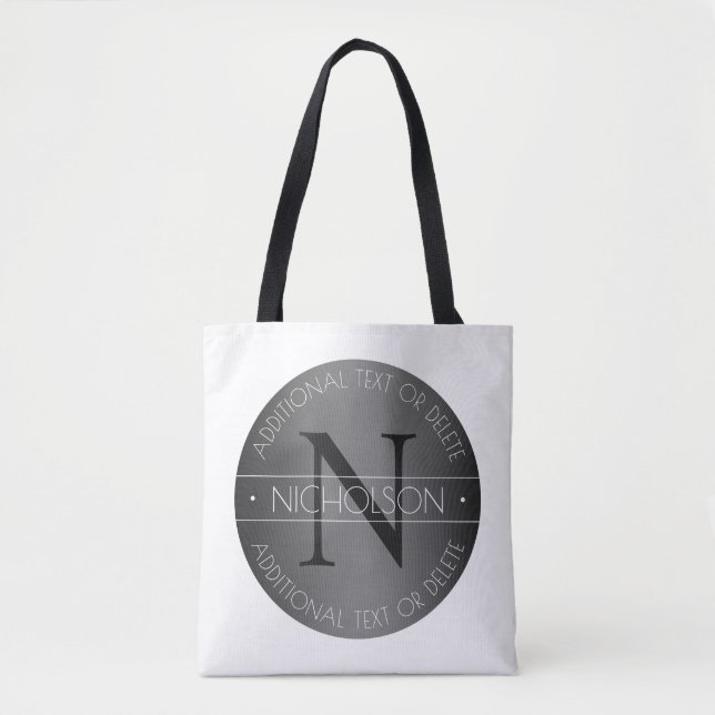 Tote Bag Élégant Monogramme moderne noir & blanc (Devant)