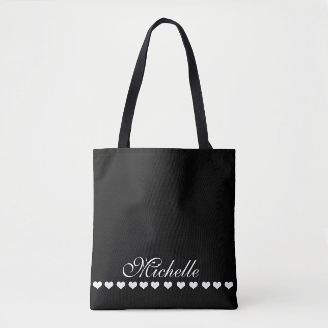Tote Bag Élégant Monogramme noir (Devant)