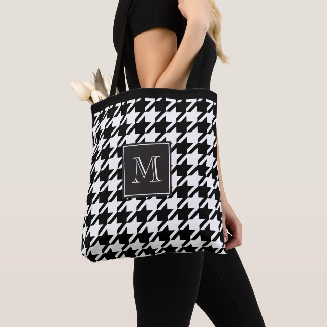 Tote Bag Élégant Monogramme noir et blanc (De près)