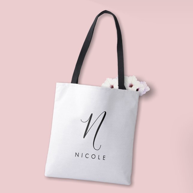 Tote Bag Élégant Monogramme noir et blanc (Créateur téléchargé)