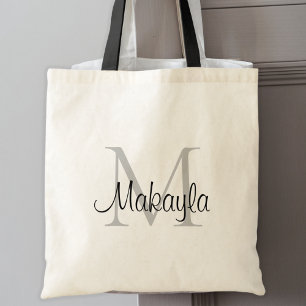Tote Bag Élégant Monogramme personnalisé noir