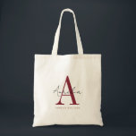 Tote Bag Élégant Monogramme Personnalisé Nom Script Calligr<br><div class="desc">Sac fourre-tout élégant et élégant avec votre nom personnalisé et monogramme dans un design de calligraphie à la main tendance en bordeaux et noir minimaliste, ce design basé sur la typographie fait un grand cadeau pour les collègues, enseignants, entraîneurs, copines, petits amis, épouses, filles, ou tout autre membre de la...</div>