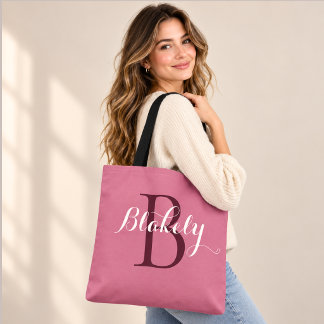 Tote Bag Élégant Monogramme Personnalisé | Personnalisable