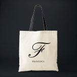 Tote Bag Élégant Monogramme Script Personnalisé Bridesmaid<br><div class="desc">Sac fourre-tout élégant avec script et typographie moderne. D'autres couleurs sont disponibles. Parfait pour un cadeau personnalisé pour les mariages,  anniversaires et autres événements.</div>