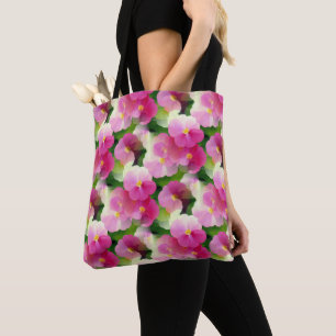 Tote Bag Élégant Motif à fleurs rose et blanc Impatiens