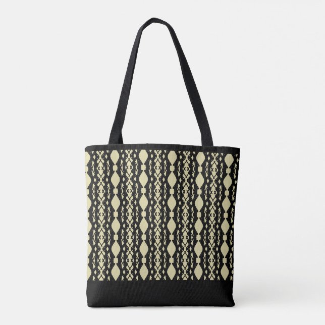 Tote Bag Elégant Motif beige noir et sable (Dos)