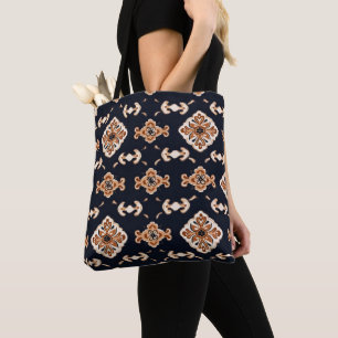 Tote Bag Élégant Motif Carré floral
